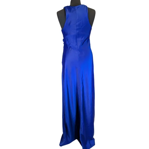 Trendyol – Satynowa Suknia Maxi Royal Blue z Drapowaniem – 36 - zdjęcie 7