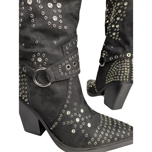 SIMMI London Dalton – Czarne Kowbojki z Kryształkami i Ćwiekami 41 - zdjęcie 4