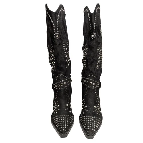 SIMMI London Dalton – Czarne Kowbojki z Kryształkami i Ćwiekami 41 - zdjęcie 5