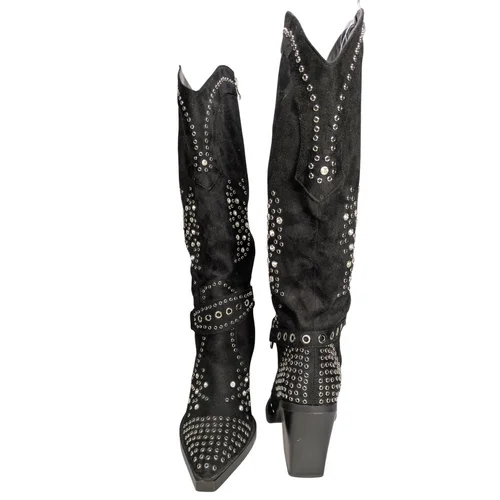 SIMMI London Dalton – Czarne Kowbojki z Kryształkami i Ćwiekami 41 - zdjęcie 6