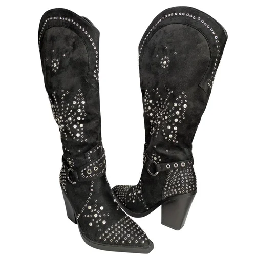 SIMMI London Dalton – Czarne Kowbojki z Kryształkami i Ćwiekami 41 - zdjęcie 7