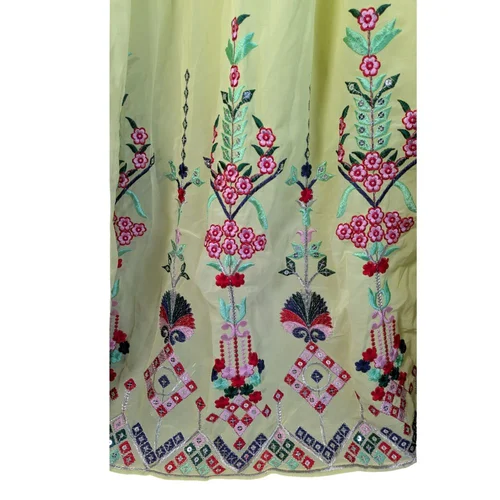 Żółta Spódnica Maxi NES Haft Cekiny 40 - zdjęcie 3