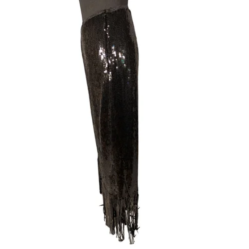 Czarne Spodnie Cekinowe z Frędzlami River Island 50 - zdjęcie 3