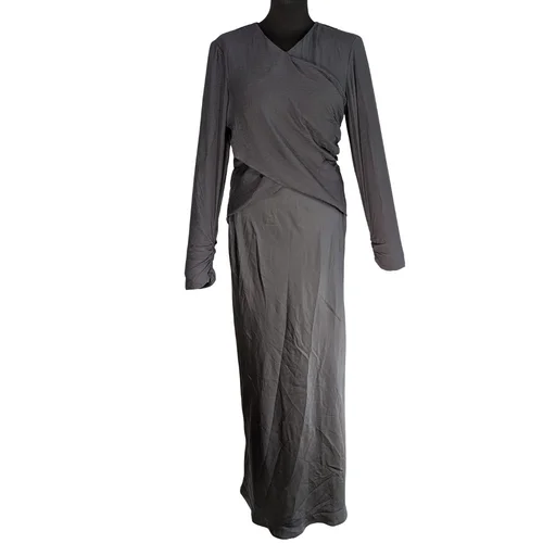 Stalowo Szara Sukienka Maxi ASOS DESIGN Drapowana Rozmiar 38 - zdjęcie 4