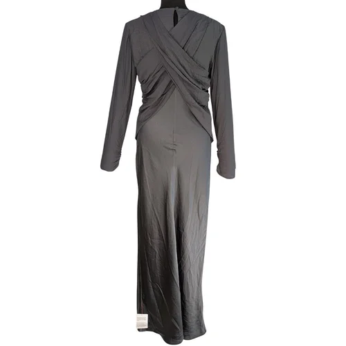 Stalowo Szara Sukienka Maxi ASOS DESIGN Drapowana Rozmiar 38 - zdjęcie 5