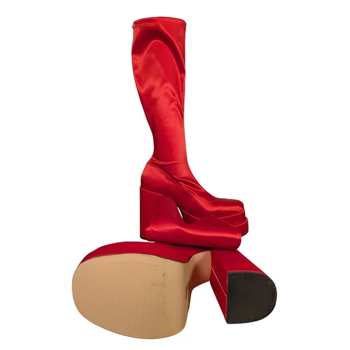 Steve Madden Cypress – Czerwone Satynowe Kozaki na Platformie 41 - zdjęcie 4