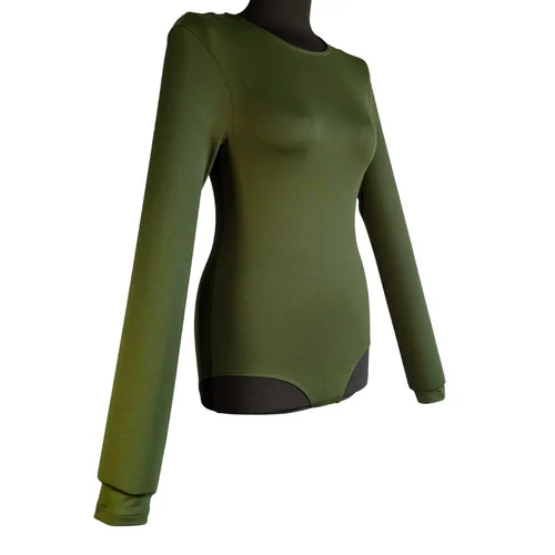 Stradivarius – Body Basic Khaki Długi Rękaw 36 (S) - zdjęcie 3