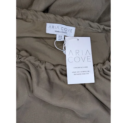 Oliwkowa Sukienka Mini Aria Cove z Falbanami 38 - zdjęcie 5