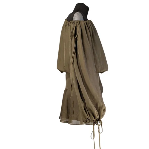 Oliwkowa Sukienka Mini Aria Cove z Falbanami 38 - zdjęcie 7