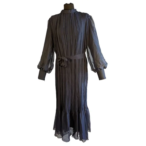 Elegancka Sukienka Maxi Enderon Grafitowa Plisowana – Rozmiar 40 (L) - zdjęcie 2