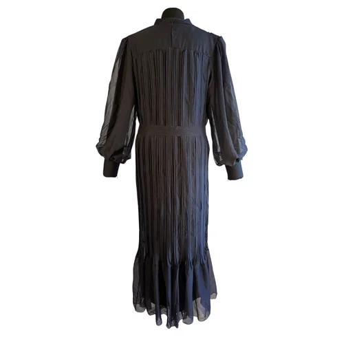 Elegancka Sukienka Maxi Enderon Grafitowa Plisowana – Rozmiar 40 (L) - zdjęcie 5