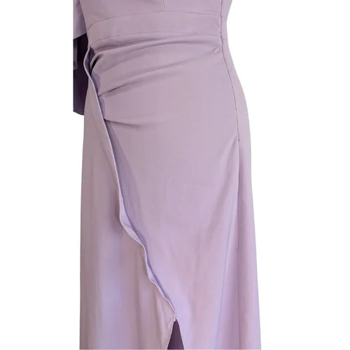 Liliowa Sukienka Wieczorowa Maxi TRENDYOL Na Jedno Ramię z Rozcięciem 36 S - zdjęcie 4