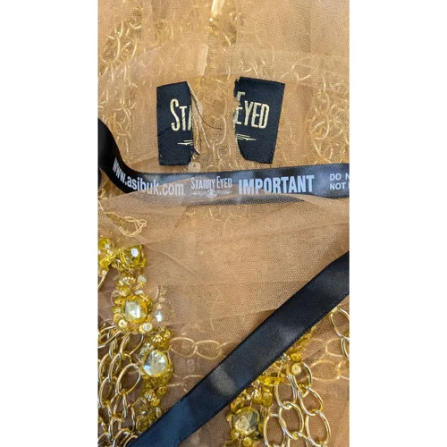 Transparentna Sukienka Mesh z Ciężkimi Złotymi Łańcuchami - zdjęcie 11