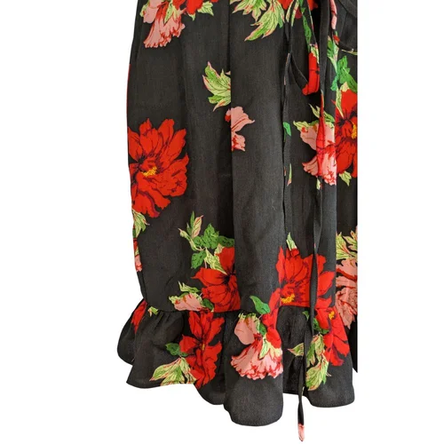Czarna Sukienka Mini PRETTYLITTLETHING w Kwiaty z Gorsetowym Paskiem 44 XXL - zdjęcie 7