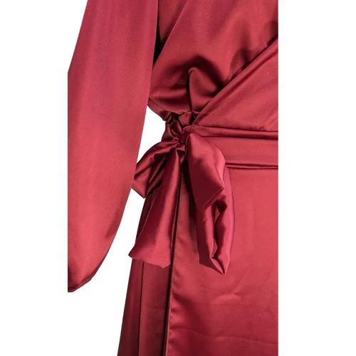 Bordowa Sukienka Kopertowa PAKUTEN L/XL (16) Marszczenia - zdjęcie 11