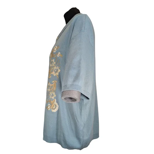 Błękitne Dzianinowe Polo w Kwiaty Topman XXL - zdjęcie 3