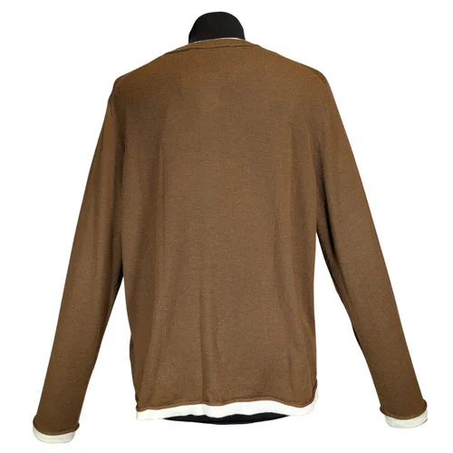 Brązowy Sweter Rozpinany ZARA z Białym Wykończeniem L - zdjęcie 6