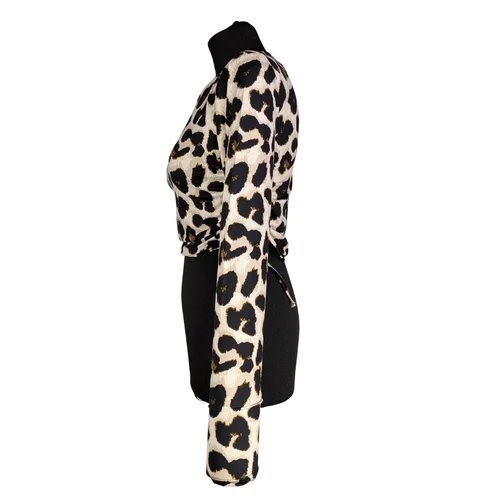 Krótki Top w Panterkę z Długim Rękawem Pieces R. M - zdjęcie 5