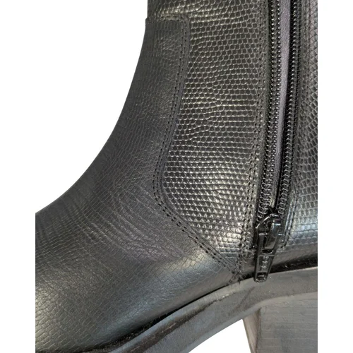 Topshop Botki Skórzane Czarne Square Toe Wężowe 36 - zdjęcie 3