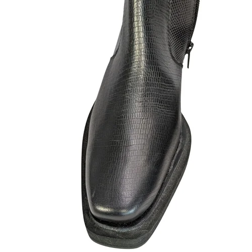 Topshop Botki Skórzane Czarne Square Toe Wężowe 36 - zdjęcie 4