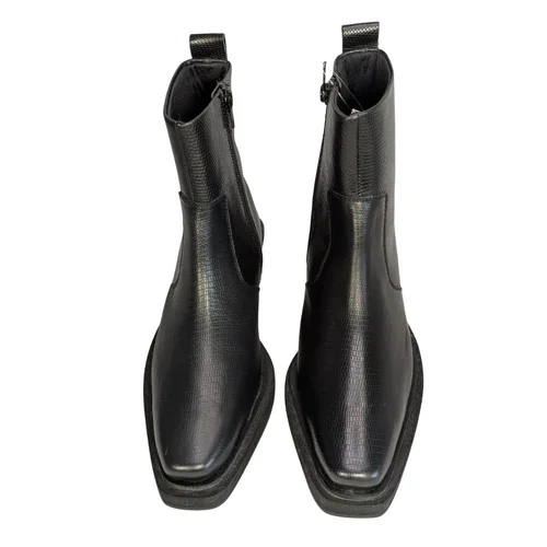 Topshop Botki Skórzane Czarne Square Toe Wężowe 36 - zdjęcie 5