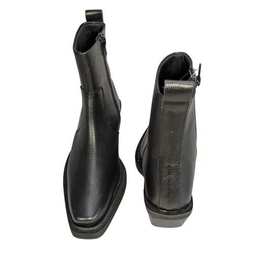 Topshop Botki Skórzane Czarne Square Toe Wężowe 36 - zdjęcie 6