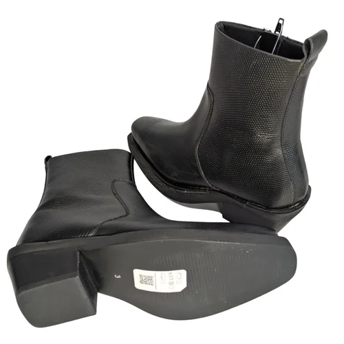 Topshop Botki Skórzane Czarne Square Toe Wężowe 36 - zdjęcie 8