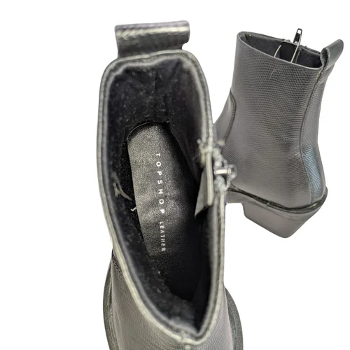 Topshop Botki Skórzane Czarne Square Toe Wężowe 36 - zdjęcie 9