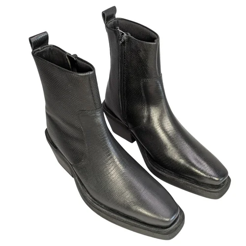 Topshop Botki Skórzane Czarne Square Toe Wężowe 36 - zdjęcie 10