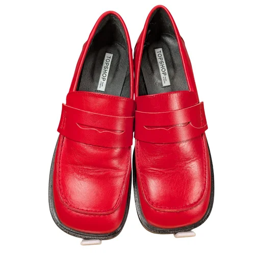 Topshop – Czerwone Skórzane Loafersy Penny – 40 - zdjęcie 4