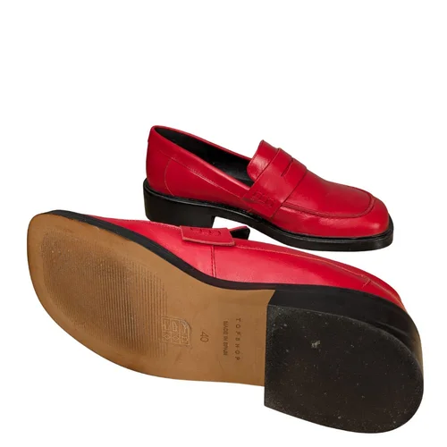 Topshop – Czerwone Skórzane Loafersy Penny – 40 - zdjęcie 6