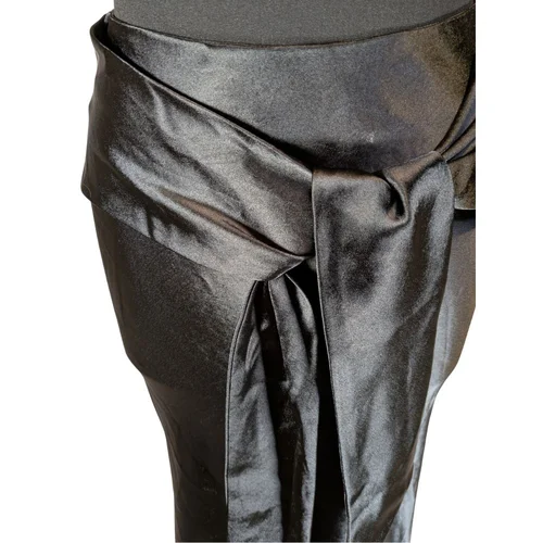 Topshop – Czarna Satynowa Spódnica Maxi z Wiązaniem – 34 (XS) - zdjęcie 7