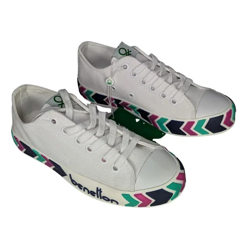 Białe Trampki Damskie Benetton z Kolorową Podeszwą 37 - zdjęcie 3