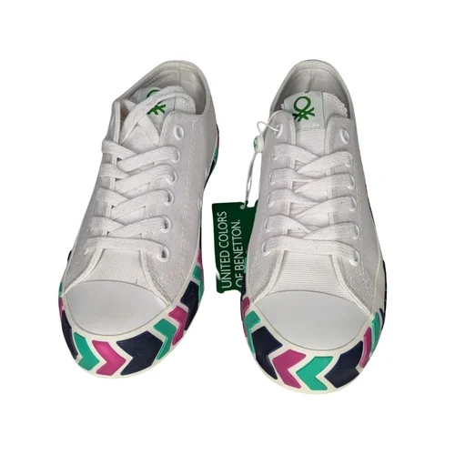 Białe Trampki Damskie Benetton z Kolorową Podeszwą 37 - zdjęcie 5