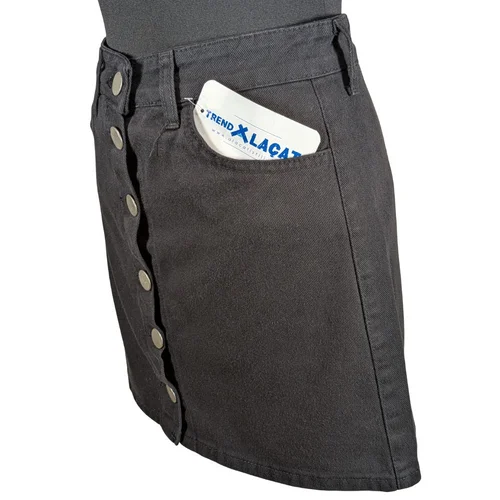 Trend Alaçatı – Czarna Spódnica Jeansowa Button-Down 36 (S) - zdjęcie 3