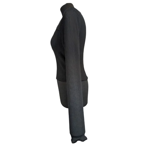 Prążkowany Top Damski Z Długim Rękawem Trendyol Czarny 40 - zdjęcie 3