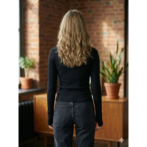 Trendyol – Czarny Top z Długim Rękawem (Otwór na Kciuk) 40 (L) - zdjęcie 10
