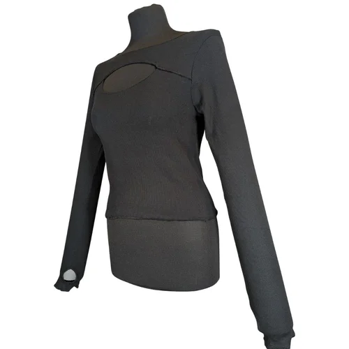 Trendyol – Czarny Top z Długim Rękawem (Otwór na Kciuk) 40 (L) - zdjęcie 3