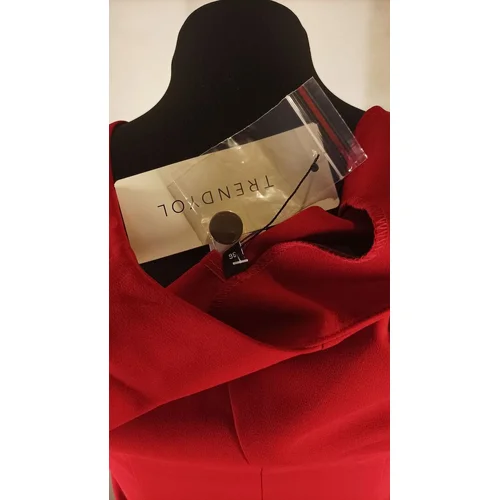 Trendyol – Czerwona Sukienka Marynarkowa z Plisami – 36 - zdjęcie 7