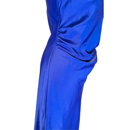 Trendyol – Satynowa Suknia Maxi z Drapowaniem Royal Blue 36 - zdjęcie 7