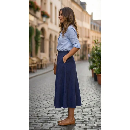 Spódnica Midi Trendyol Granatowa z Kieszeniami Rozmiar 48 - zdjęcie 6