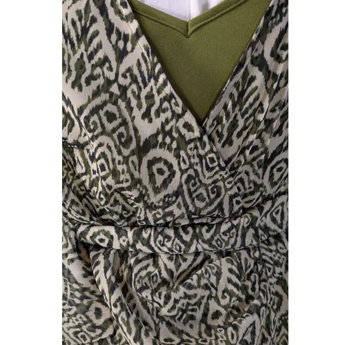 Sukienka Mini Kopertowa Trendyol Khaki Wzór Ikat Rozmiar 38 - zdjęcie 2