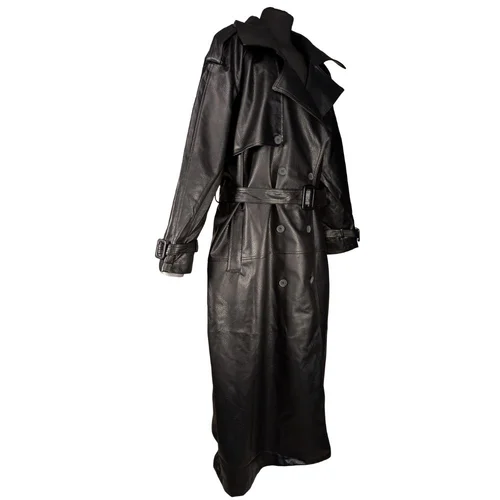 Płaszcz Trencz Z Ekoskóry Trendyol Czarny 50 - zdjęcie 2