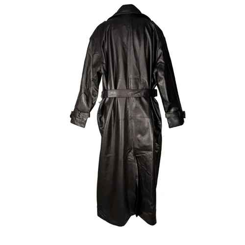 Płaszcz Trencz Z Ekoskóry Trendyol Czarny 50 - zdjęcie 6