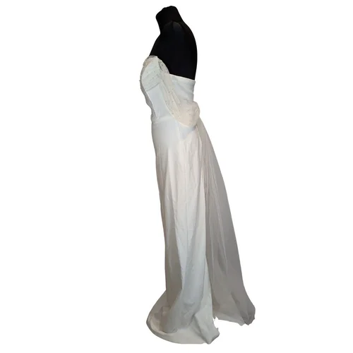 Biała Suknia Ślubna Trendyol Wedding z Perłami i Tiulem 36 - zdjęcie 3