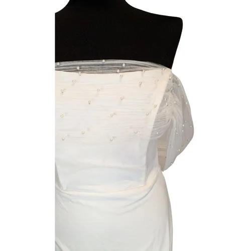 Biała Suknia Ślubna Trendyol Wedding z Perłami i Tiulem 36 - zdjęcie 7