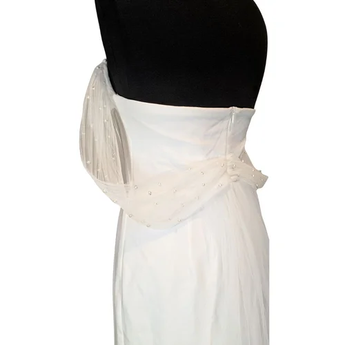 Biała Suknia Ślubna Trendyol Wedding z Perłami i Tiulem 36 - zdjęcie 8