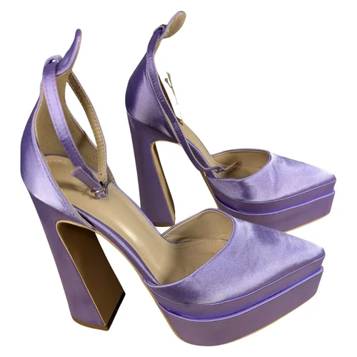 Truffle Collection – Fioletowe Satynowe Czółenka na Platformie – 39 - zdjęcie 2