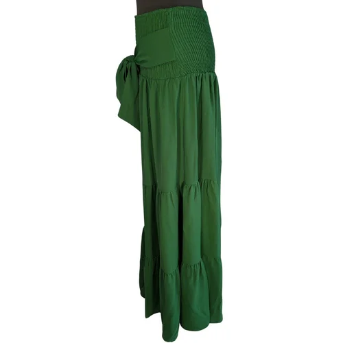 Zielone Szerokie Spodnie SHEIN Boho Falbany L (40/42) - zdjęcie 5