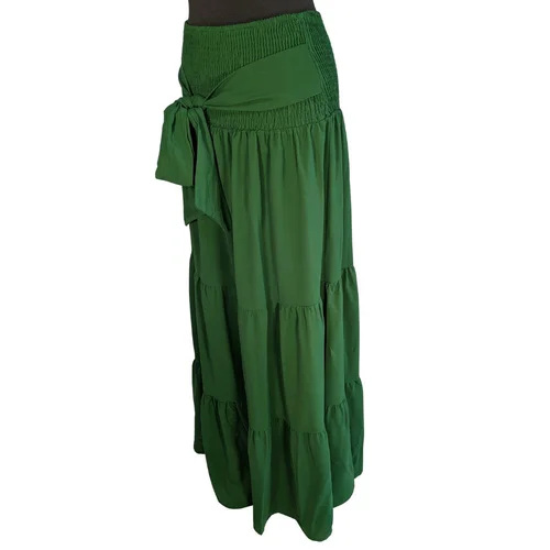 Zielone Szerokie Spodnie SHEIN Boho Falbany L (40/42) - zdjęcie 6